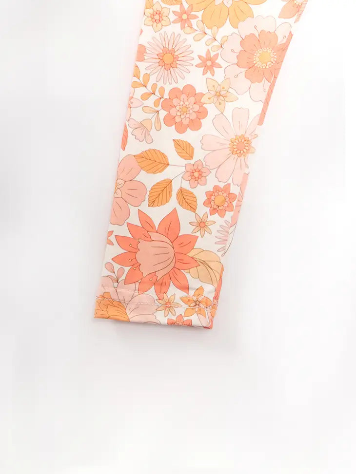 Coral Pumpkin Floral Ruffle Girl Bottom Set