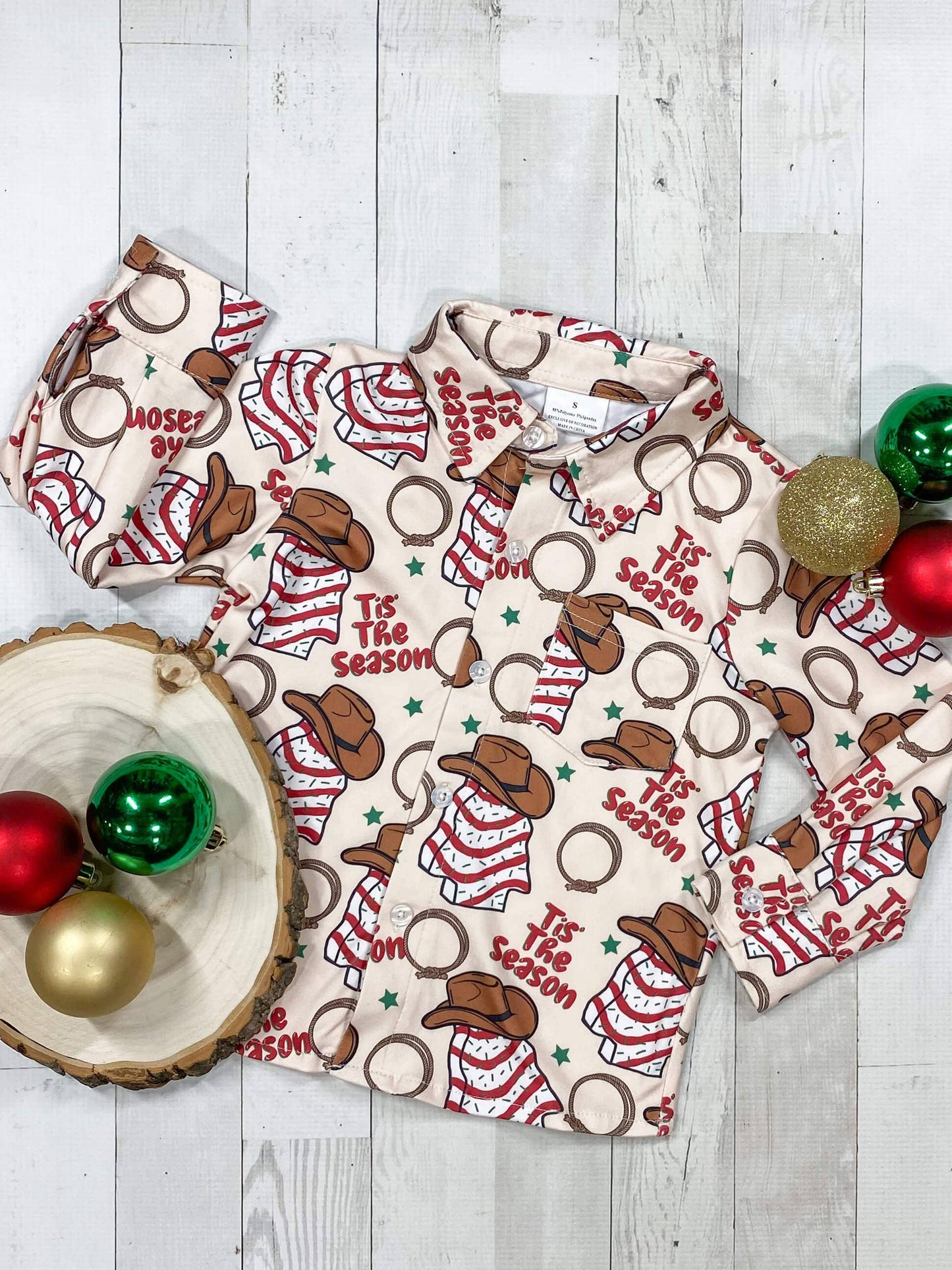 Christmas Snacks Y'all Boys Button Down Top