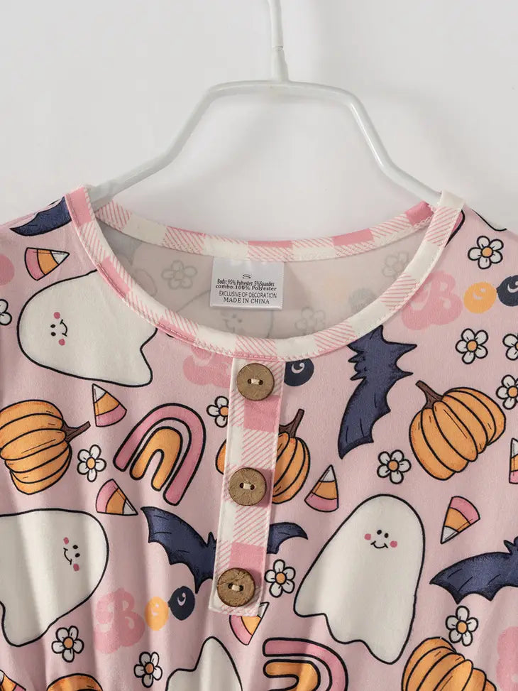 Halloween Pink Ghost Pumpkin Girl Twirl Dress