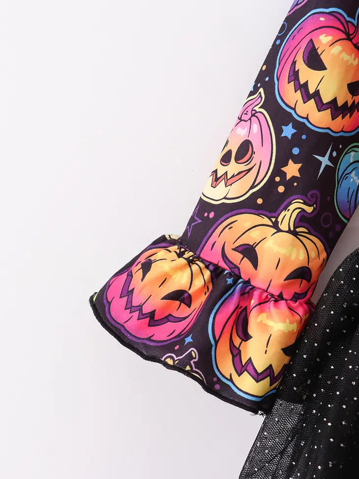 Halloween Colorful Pumpkin Print Dress