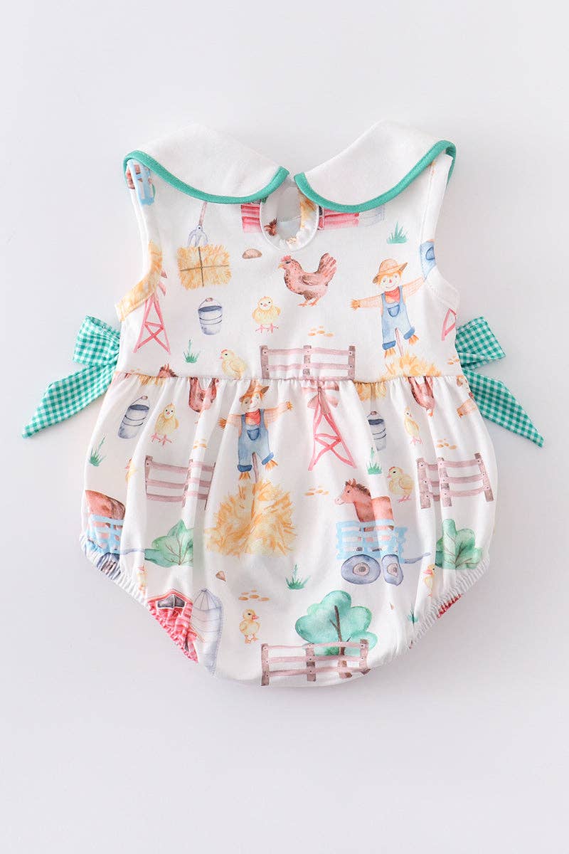 Farm animals ruffle baby romper