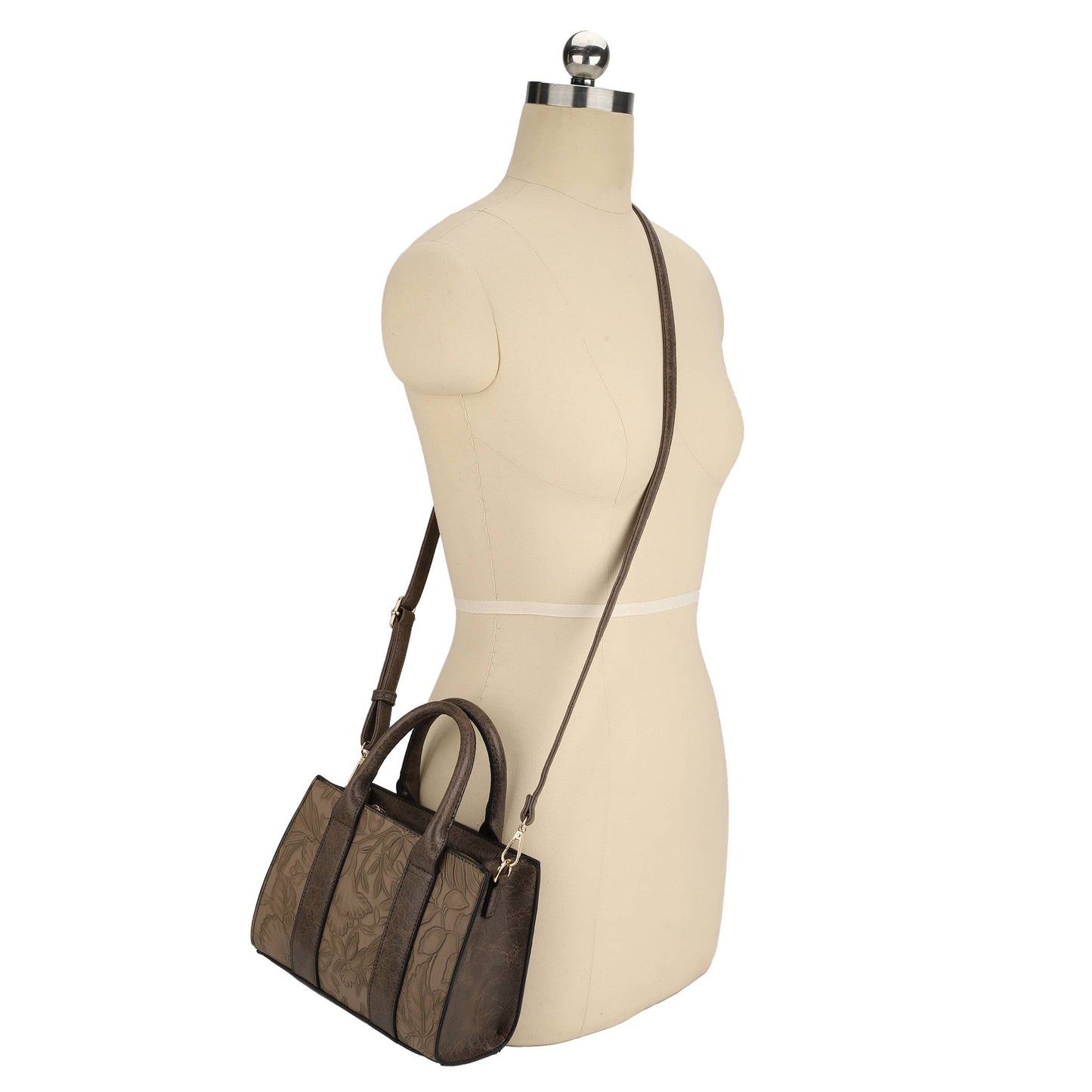 CIRLYN HIBISCUS TOOLED 2 IN 1 TOTE WITH MINI SATCHEL SET
