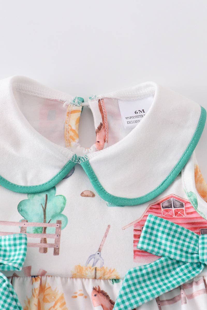 Farm animals ruffle baby romper