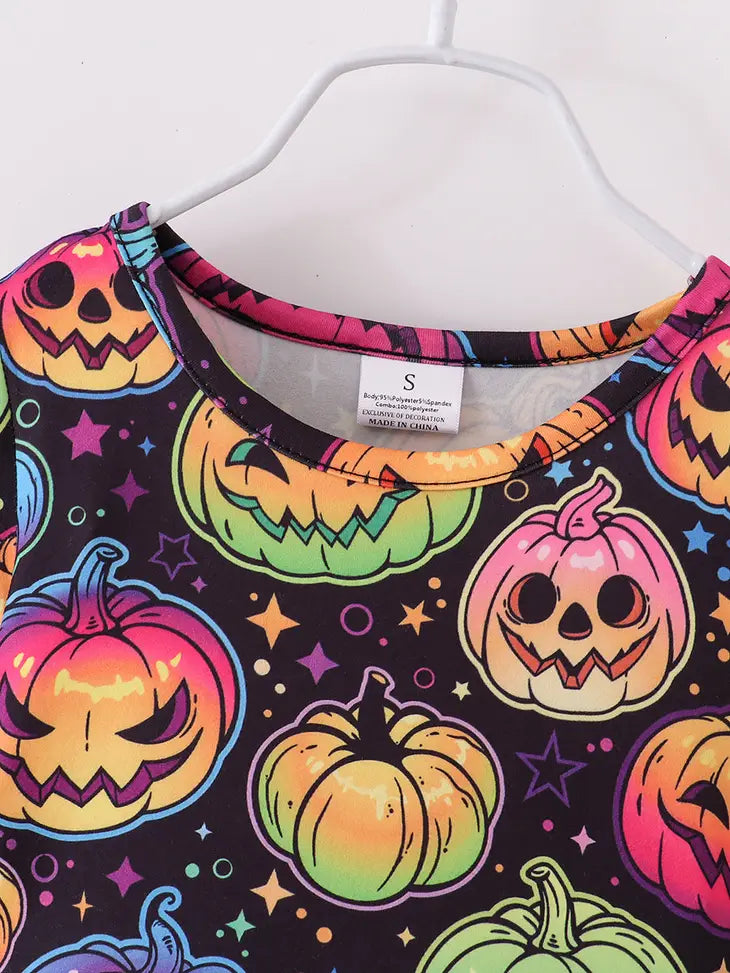 Halloween Colorful Pumpkin Print Dress