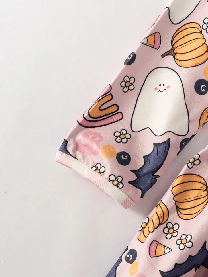 Halloween Pink Ghost Pumpkin Girl Twirl Dress