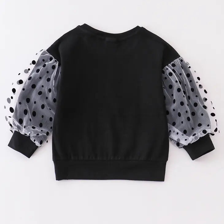 Black "Boo" Ruffle Girl Top