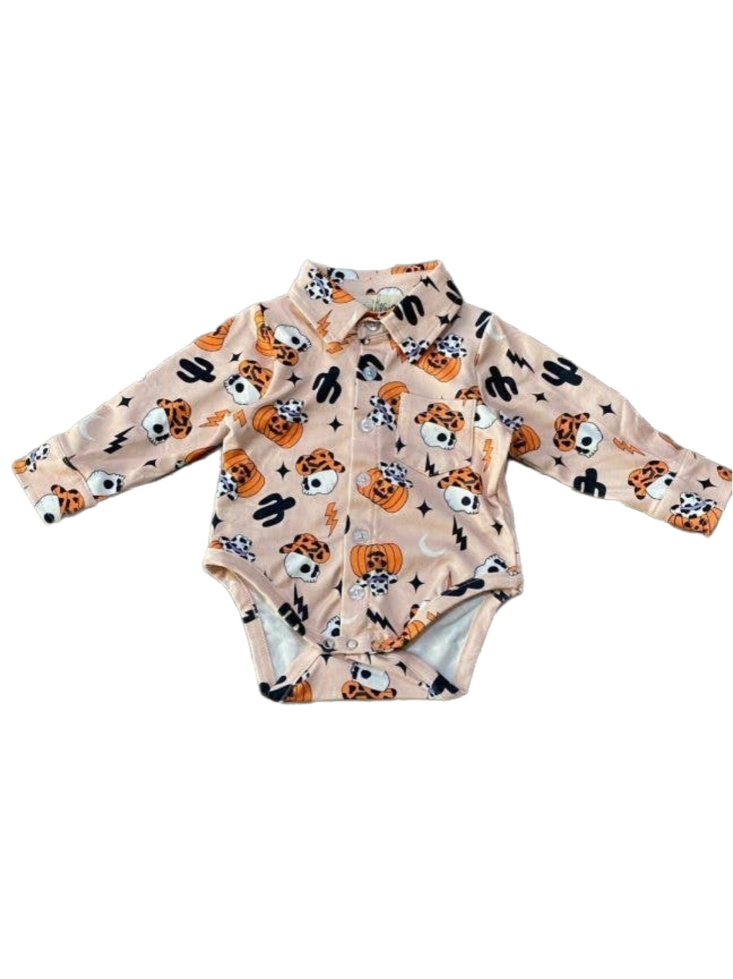 Halloween Pumpkin + Skull Baby Romper