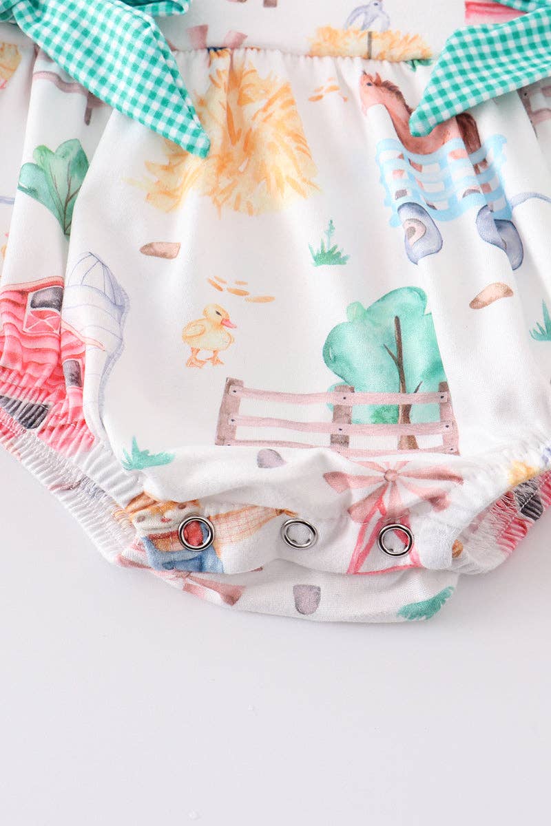 Farm animals ruffle baby romper
