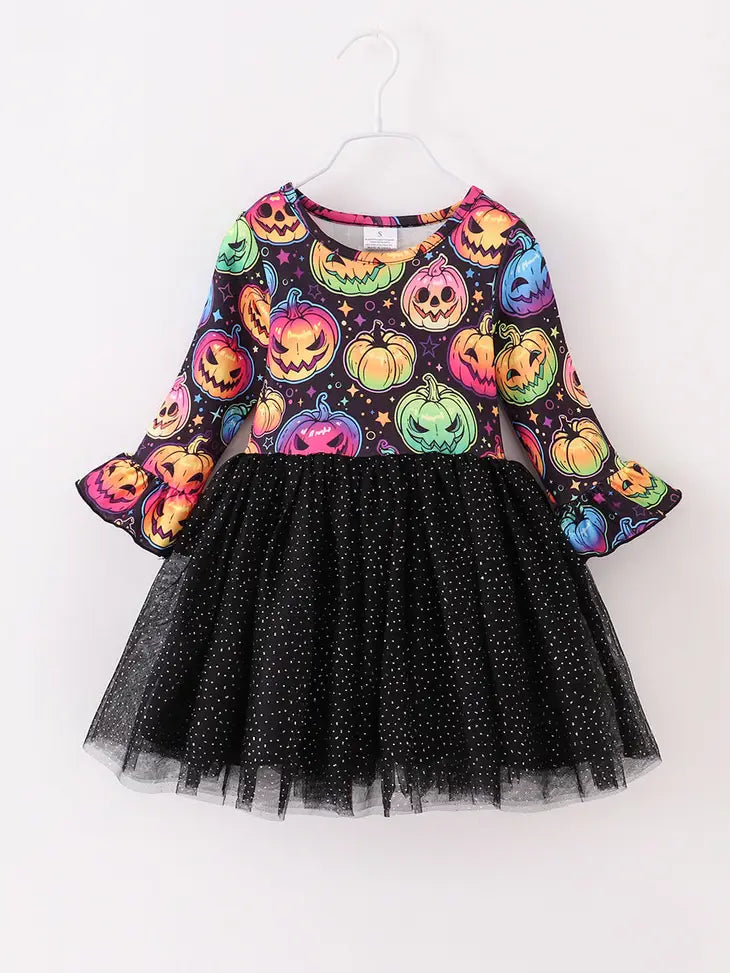 Halloween Colorful Pumpkin Print Dress