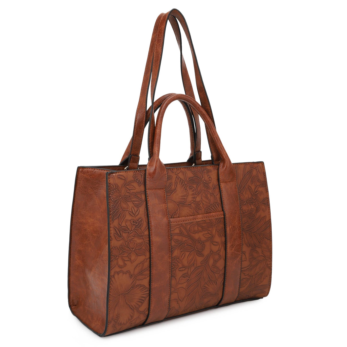 CIRLYN HIBISCUS TOOLED 2 IN 1 TOTE WITH MINI SATCHEL SET