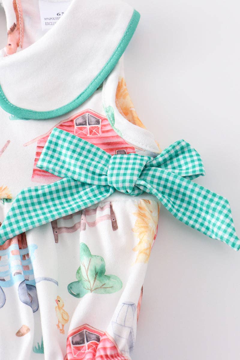 Farm animals ruffle baby romper