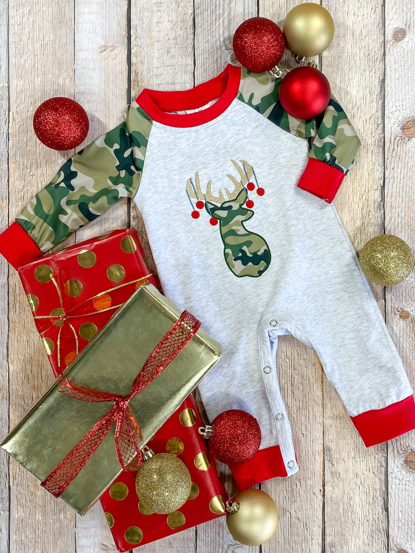Antlers & Ornaments Boys Romper