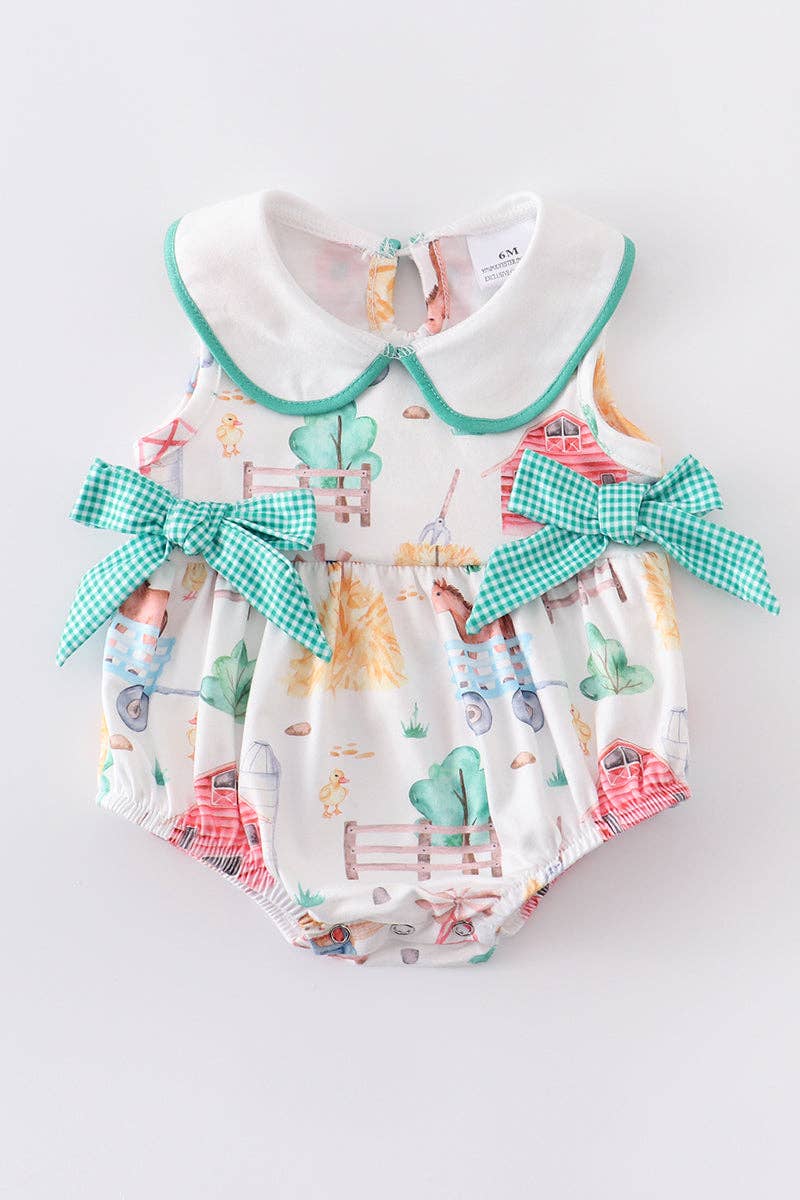 Farm animals ruffle baby romper