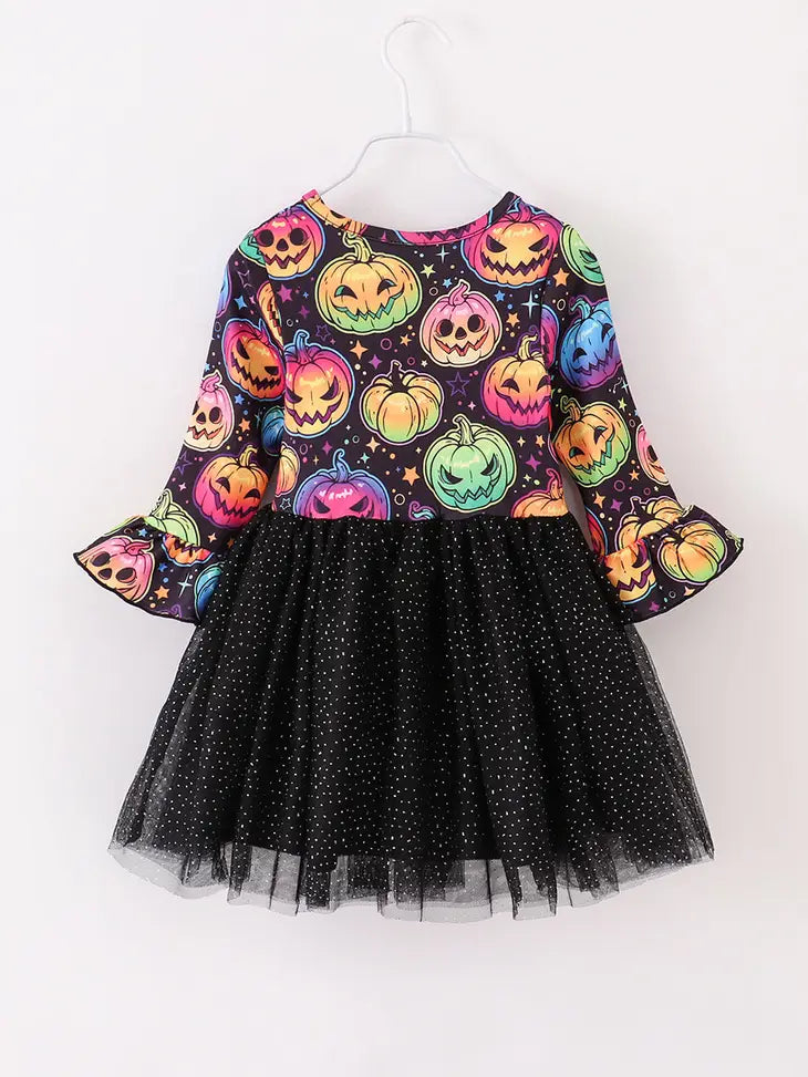 Halloween Colorful Pumpkin Print Dress