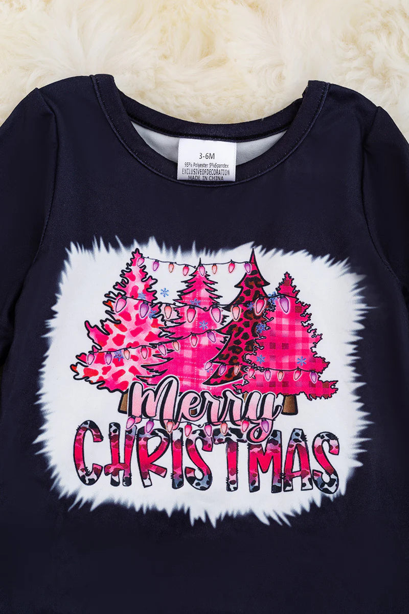 Merry Christmas pink Christmas tree Romper