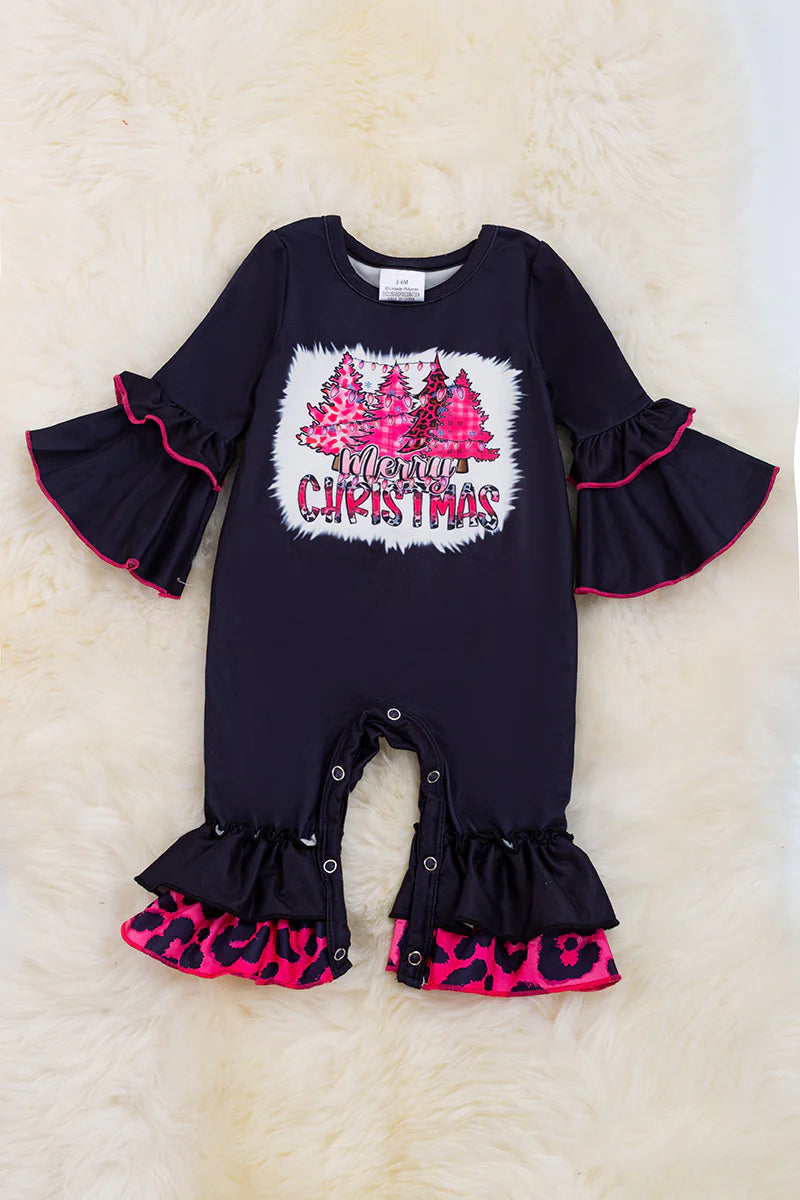 Merry Christmas pink Christmas tree Romper