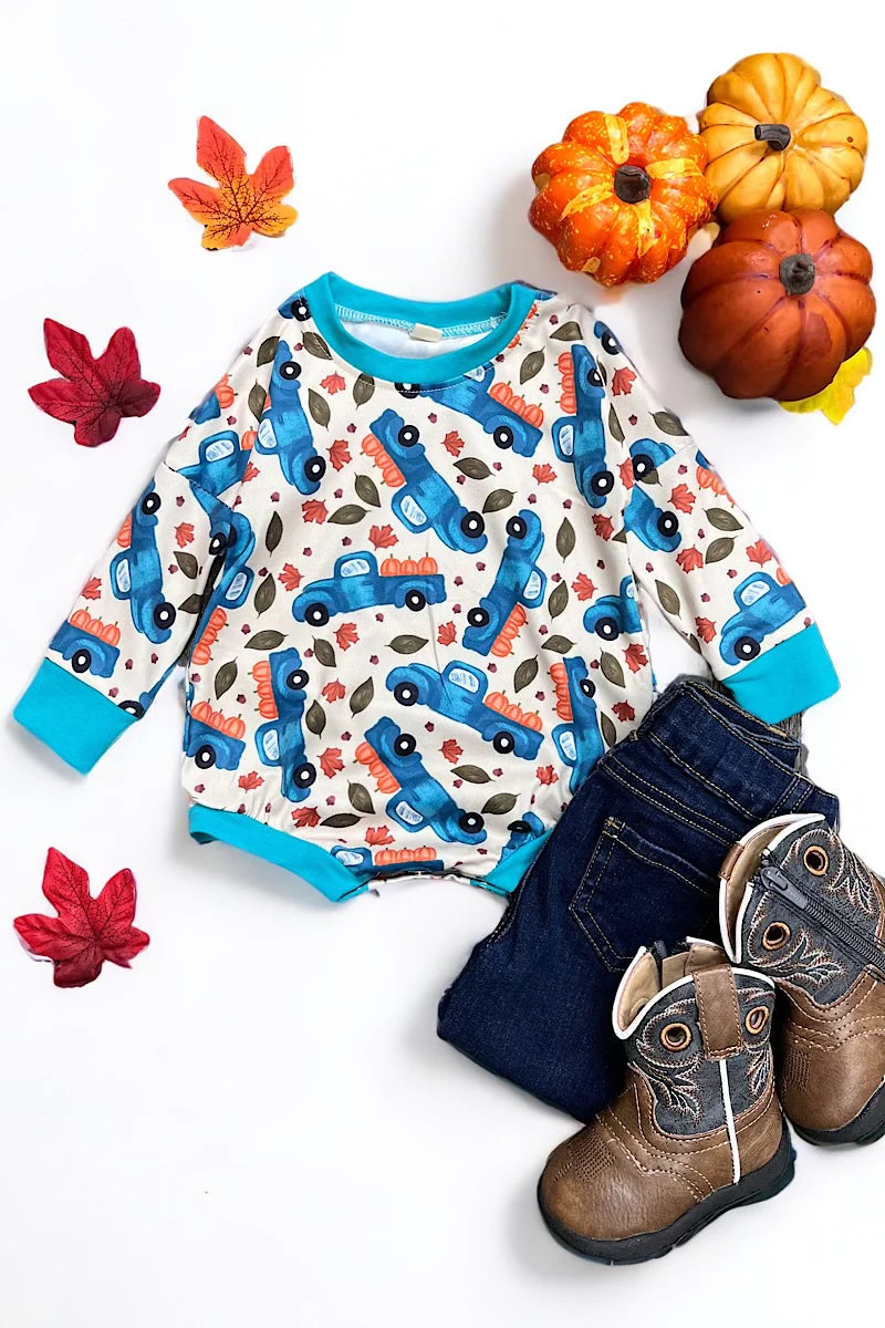 AUTUMN TRUCK PRINTED INFANT BABY ROMPER