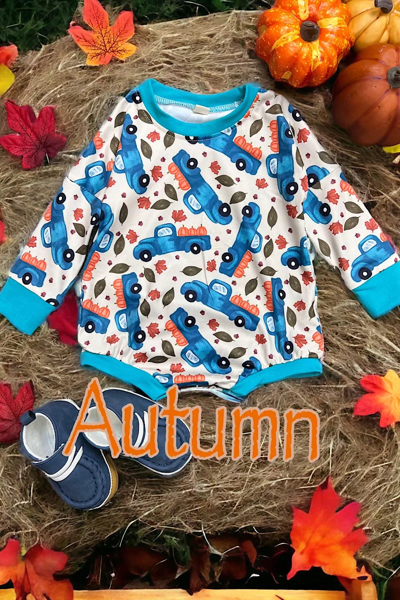 AUTUMN TRUCK PRINTED INFANT BABY ROMPER