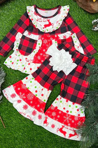 SNOWFLAKES & PLAID/ MULTI PRINTED BELL SET.