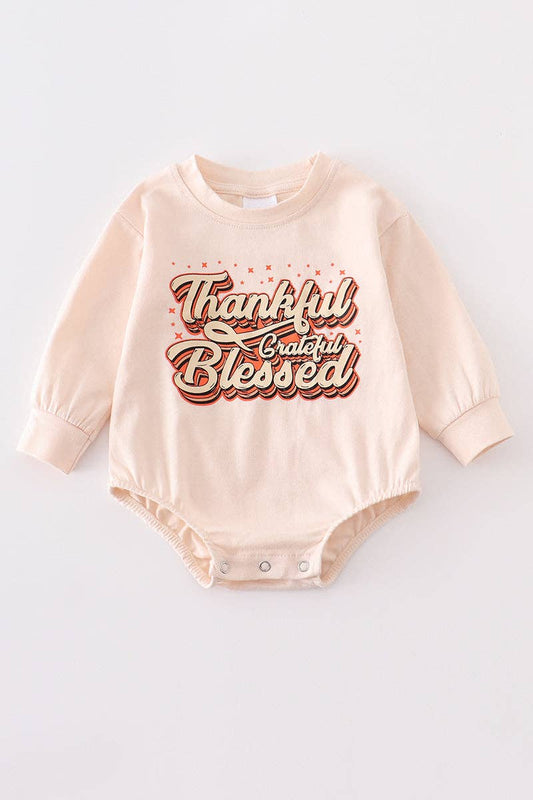 Cream thankful baby romper