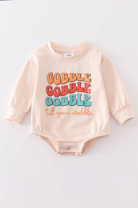 Thanksgiving "GOBBLE" baby romper